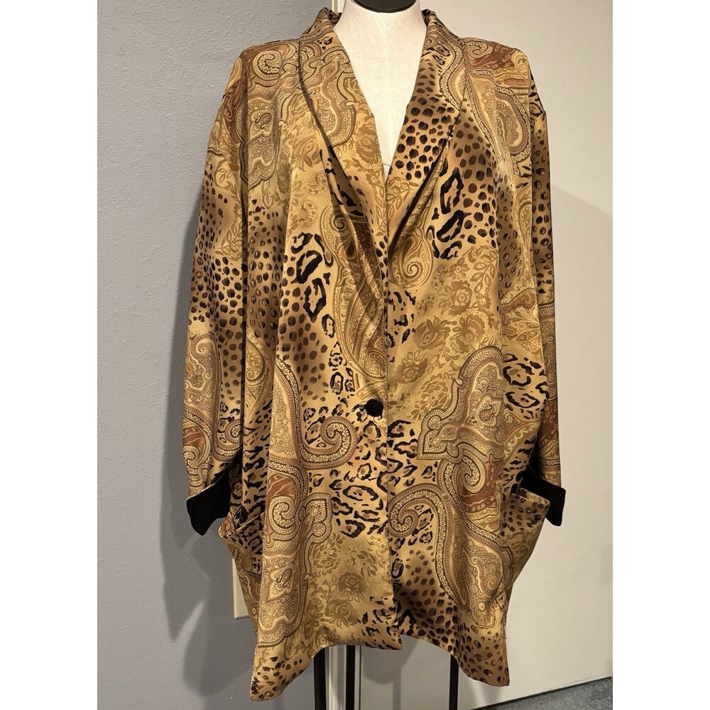 A Personal Touch Womens 5X Blouse Paisley Animal Print Button Front Boho Y2K USA
